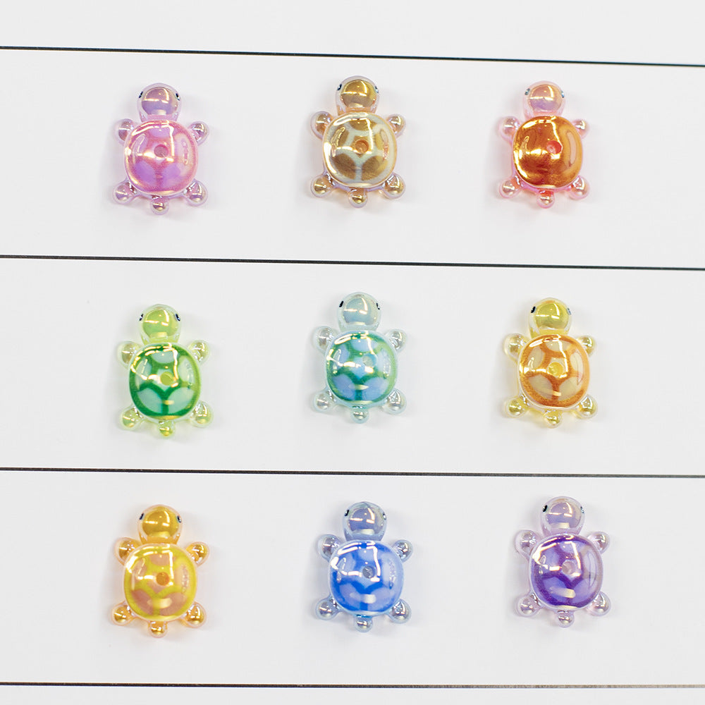 Glow In The Dark 3D Turtle Resin Beads 20mm Colorful Glossy 10pcs 2