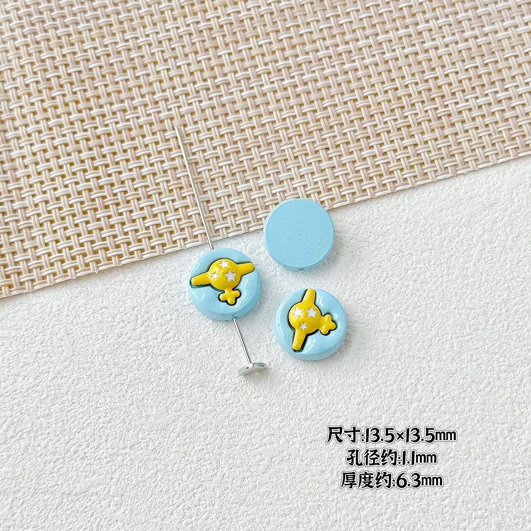 Helicopter and Satellite Metal Beads 17mm Painted Pastel Alloy 10pcs 17