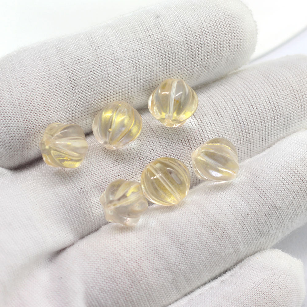 Pumpkin Glass Beads 10mm Imitation Jade Transparent Colors 20pcs 8