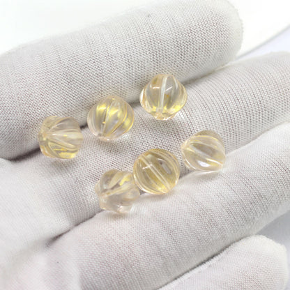 Pumpkin Glass Beads 10mm Imitation Jade Transparent Colors 20pcs 8