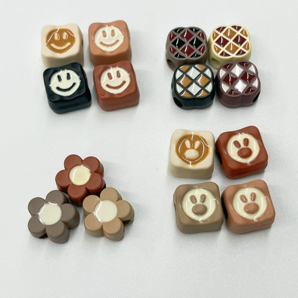 Painted Acrylic Beads 14mm Melad Color Pattern Enamel 100pcs 2