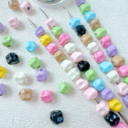 Heart Stone Metal Beads 6mm 9mm Glossy Painted Pastel Colors 50pcs 4