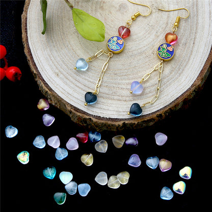 Heart Shape Glass Beads 8mm Frosted Iridescent Pastel 20pcs 2
