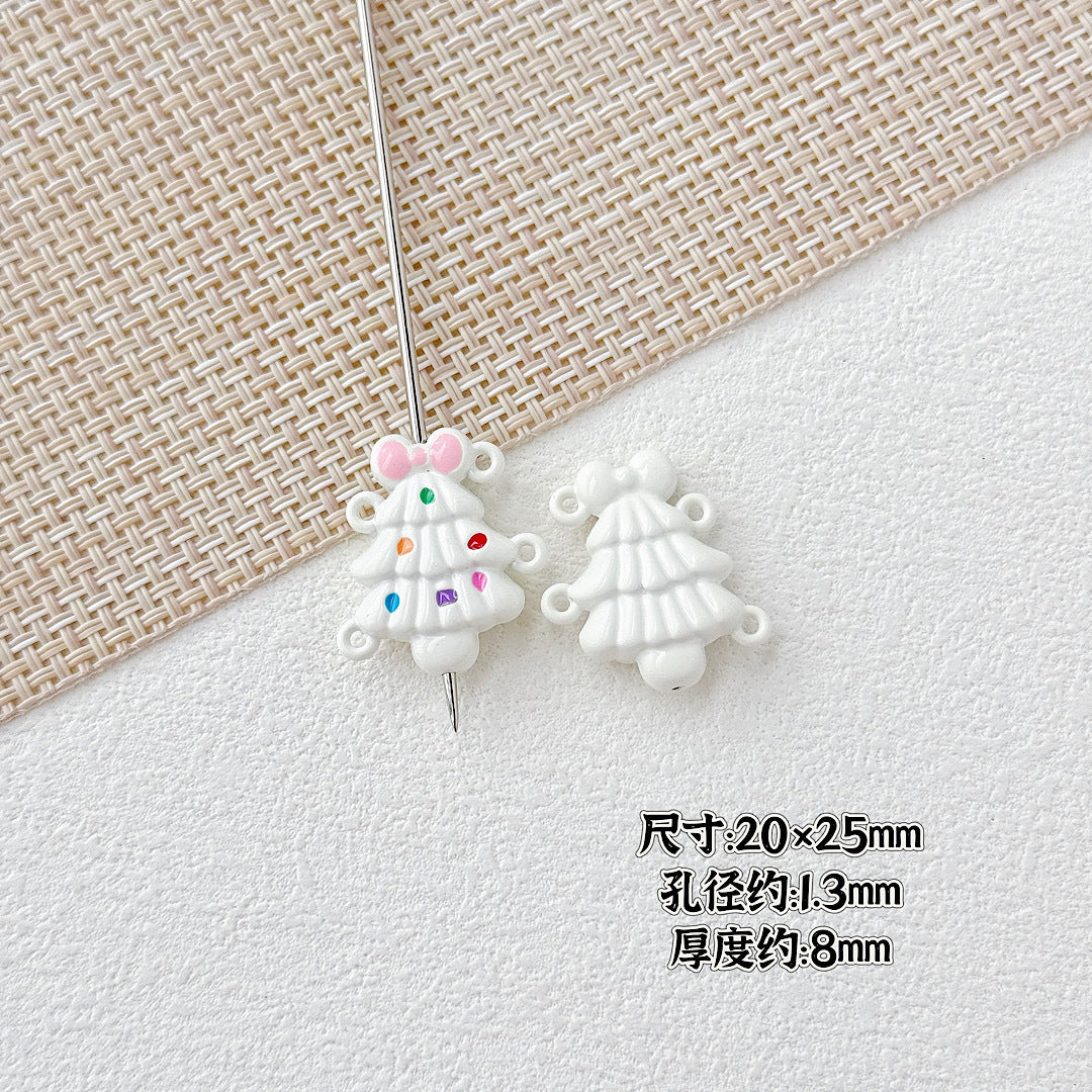 Baking Painted Christmas Tree and Bells Metal Beads 20pcs Festive Colors 28