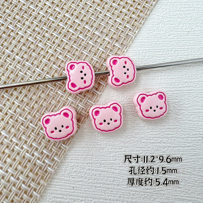 Bear Metal Beads 13mm Glossy Painted Alloy 10pcs 12