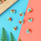 Flat Clay Beads 9mm Anchor Pattern Tropical Colors 100pcs 2