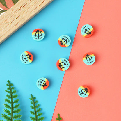 Flat Clay Beads 9mm Anchor Pattern Tropical Colors 100pcs 2