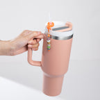 Beadable Silicone Tumbler Straw Holder Keychain Bar Colorful Metal Accent 3