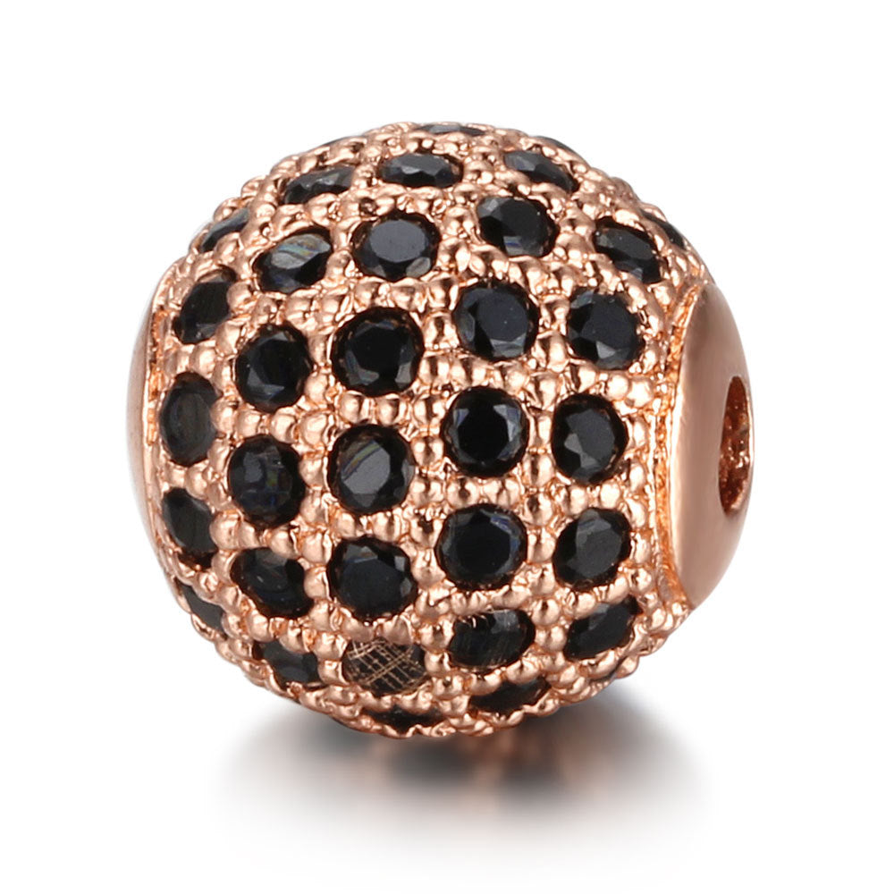 Round Metal Beads 6mm 8mm 10mm Copper Zircon 18K Gold Plated 11
