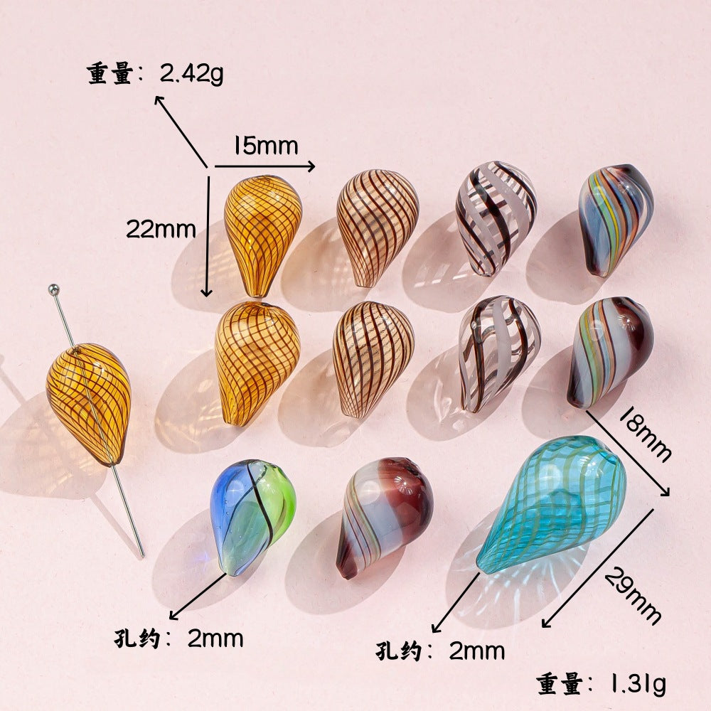 Irregular Hollow Water Drop Blown Glass Beads 22/29mm 4pcs 2
