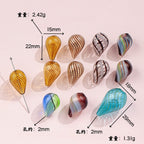 Irregular Hollow Water Drop Blown Glass Beads 22/29mm 4pcs 2