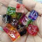 Transparent Gradient Cheese Acrylic Square Beads 14mm 100pcs 6