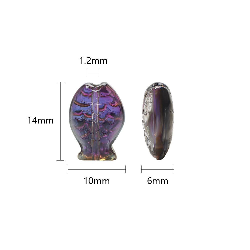 Electroplated Small Fish Glass Beads 10x14mm Translucent 30pcs 5