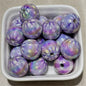 Plating Round Acrylic Beads 16mm UV Woven Plaid Pattern 100pcs 2