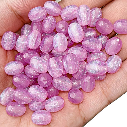 Glitter Oval Resin Beads 8mm 11mm 14mm 18mm Pink Sparkle 30pcs 4