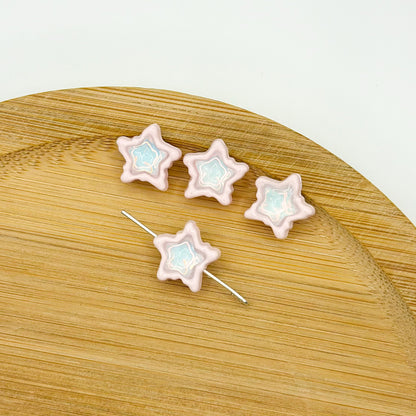 Star Metal Beads 13mm Baking Painted Zircon Embedded 10pcs 12
