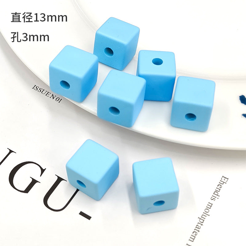 Rubberized Spray Painted Square Acrylic Beads 13mm 50pcs 9
