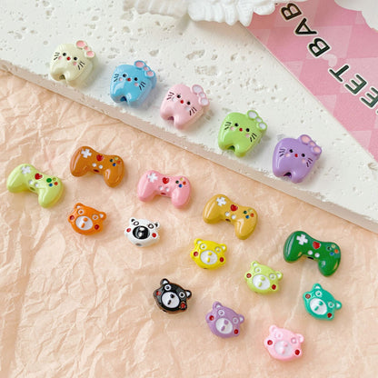 Teddy Bear and Game Controller Metal Beads Painted Alloy 10pcs