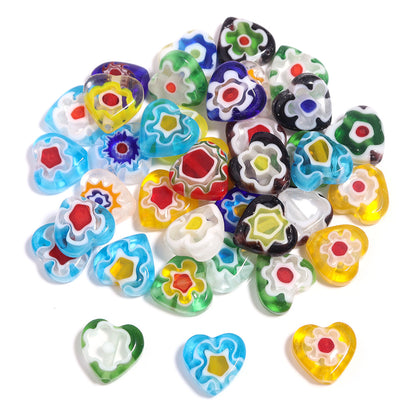 Multi Shaped Millefiori Glass Beads 7-11mm Colorful Glossy 20pcs 12