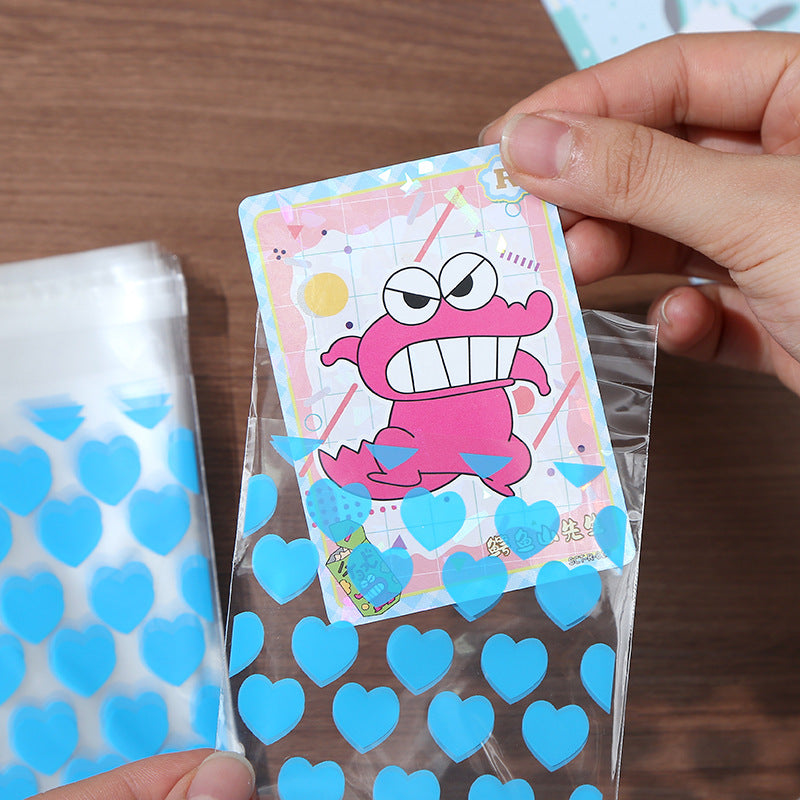 Self Adhesive OPP Bags Full Heart Pattern 8x10+3cm 200pcs 3