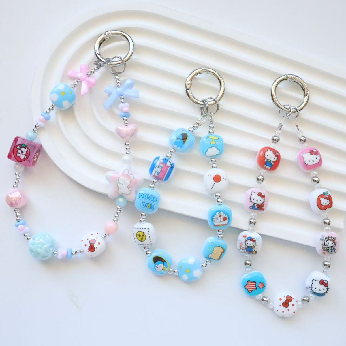 Doraemo Series Acrylic Square Beads 13mm Light Blue White 20pcs 4