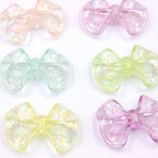 Transparent Puff Bow Acrylic Beads 14mm 25mm and 23mm 31mm Iridescent 20pcs