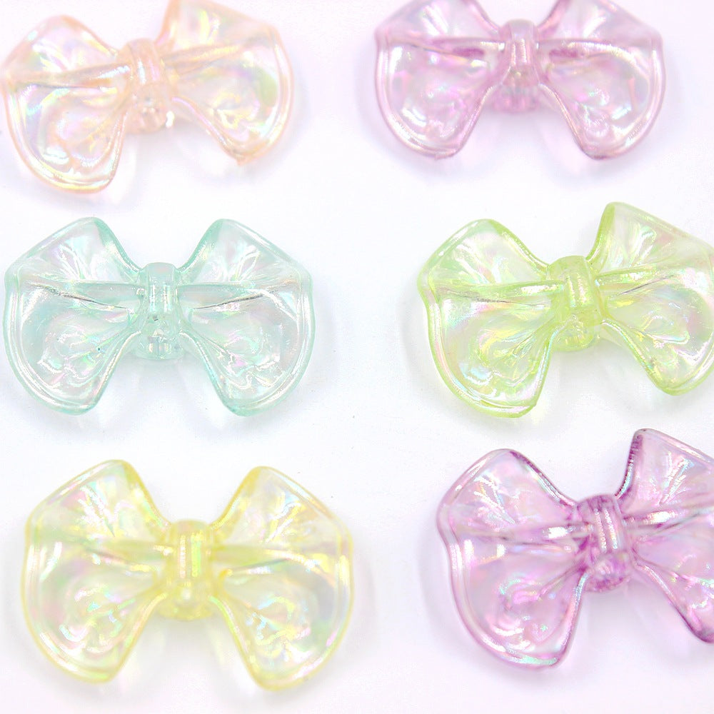Transparent Puff Bow Acrylic Beads 14mm 25mm and 23mm 31mm Iridescent 20pcs