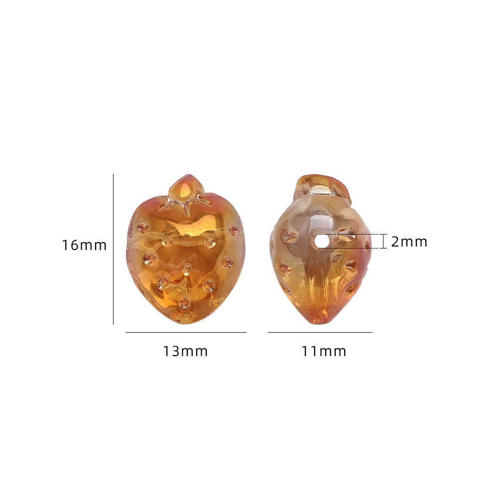 Electroplated Strawberry Glass Beads 13x16mm Iridescent 10pcs 2