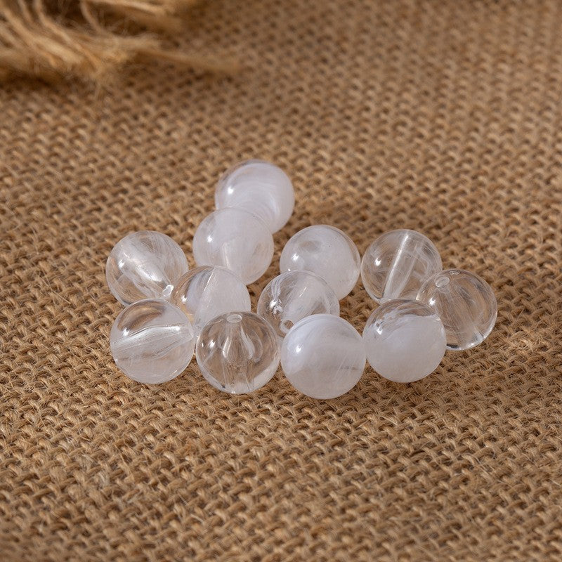 Transparent Round Acrylic Beads 4-10mm Two-Color White Swirl 100pcs 2