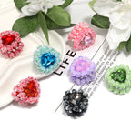 Heart Clay Beads 25mm Tiny Rose Wrapped Rhinestone 10pcs 2