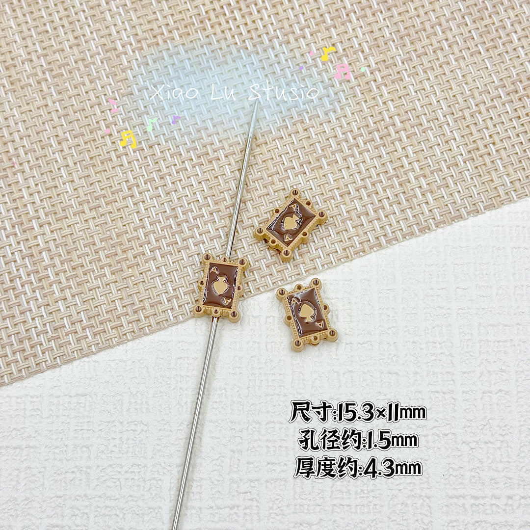 Baking Painted Poker Metal Beads 15mm Colorful Whimsical Design 10pcs 21