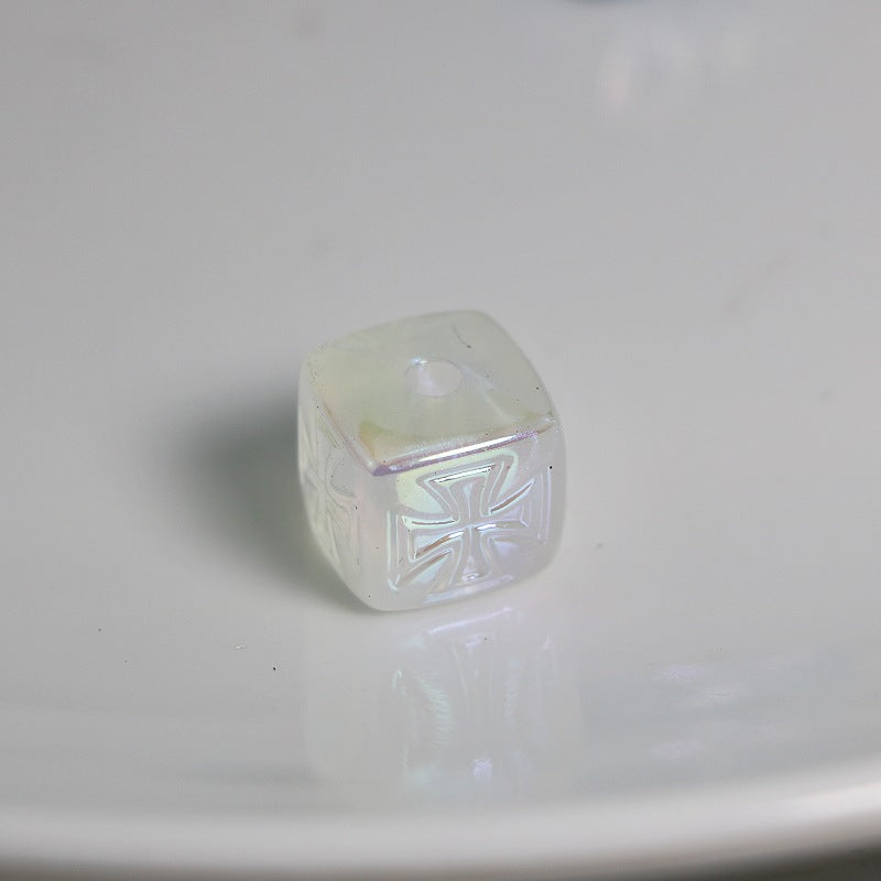 Cross Pattern Acrylic Square Beads 13x15mm Translucent Pastel 20pcs 8