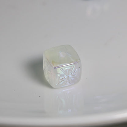 Cross Pattern Acrylic Square Beads 13x15mm Translucent Pastel 20pcs 8