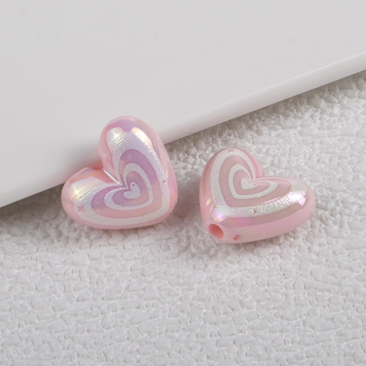 Plating Heart Acrylic Beads 18mm Spiral Pattern Glossy 50pcs 7
