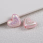 Plating Heart Acrylic Beads 18mm Spiral Pattern Glossy 50pcs 7