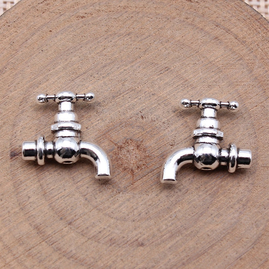 Water Faucet Metal Beads 15mm Zinc Alloy Detailed Vintage Style 40pcs 2