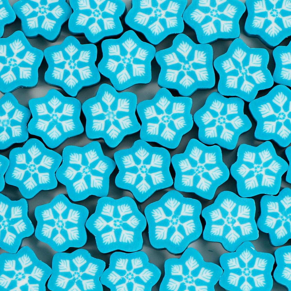 Snowflake and Snowman Clay Beads 10mm Winter Holiday Mix 100pcs 9