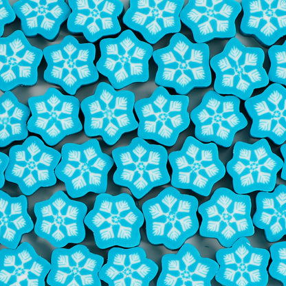 Snowflake and Snowman Clay Beads 10mm Winter Holiday Mix 100pcs 9