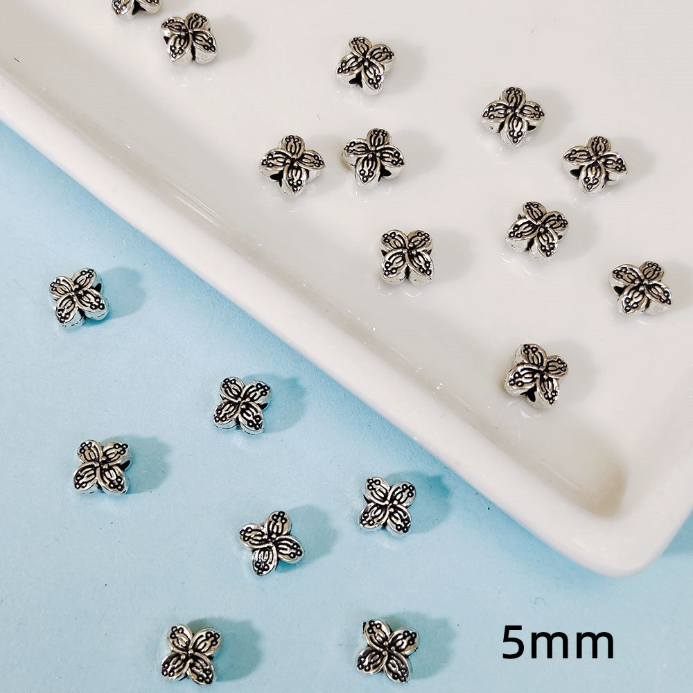 Alloy Clover Spacer Beads 5mm Tibetan Style 100pcs 4