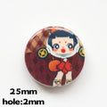 Flat Pop Art Acrylic Beads 25mm Printed Character Design 20pcs 6