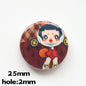 Flat Pop Art Acrylic Beads 25mm Printed Character Design 20pcs 6