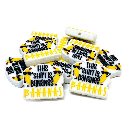 Silicone Focal Beads Banana This Shift Is Bananas Text Design 20pcs 4