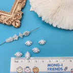 Vintage Showa Style Imitation Pearl Acrylic Beads Creamy Floral 100pcs 6