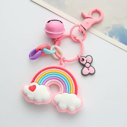Silicone Rainbow Heart Cloud Keychain Colorful Pastel Charm 9
