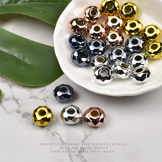 Acrylic Faceted Metallic Spacer Beads 15mm 50pcs 2