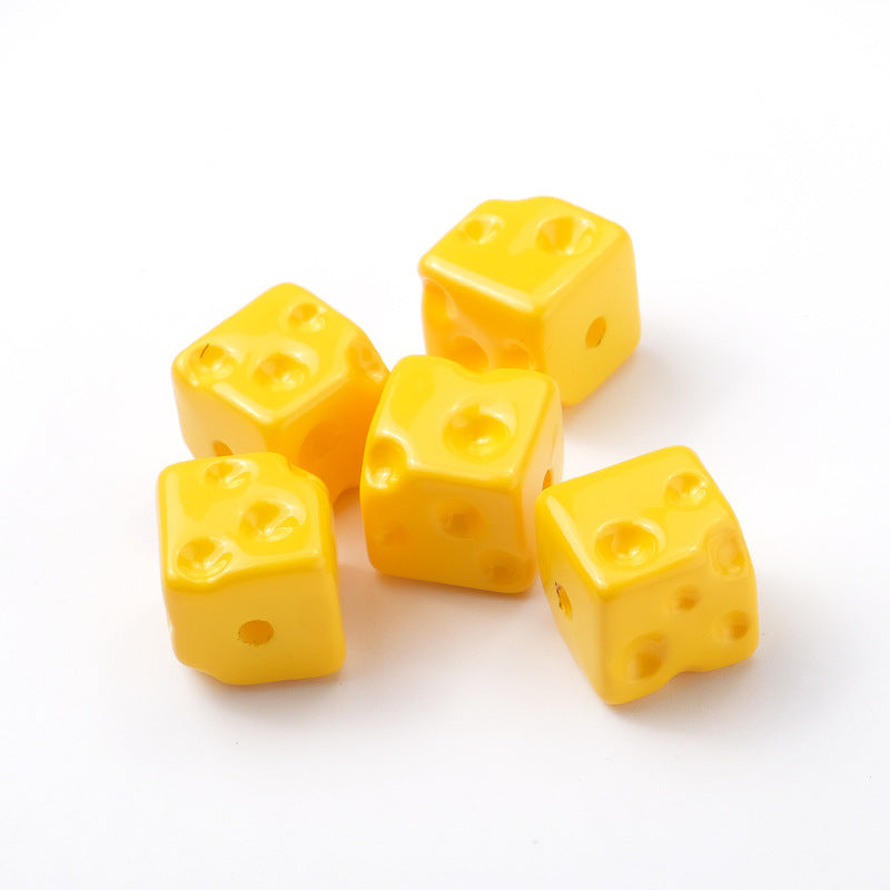 Painted Square Acrylic Beads 14mm Colored Baking Cheese Style 100pcs 3