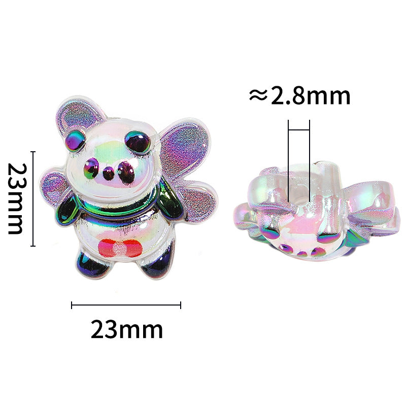 Glow In The Dark Panda Acrylic Beads 23mm Shimmering Wings 25pcs 3