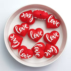 Silicone 3D Focal Beads Valentine Love Red Heart Script Front Facing 20pcs 4