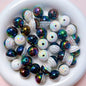 UV Plating Colorful Lollipop Striped Resin Beads 16mm 10pcs 10