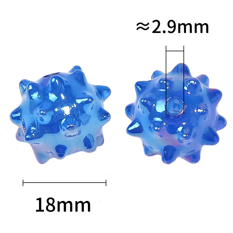 Plated Sea Urchin Acrylic Beads 18mm UV Colored Glossy 50pcs 3